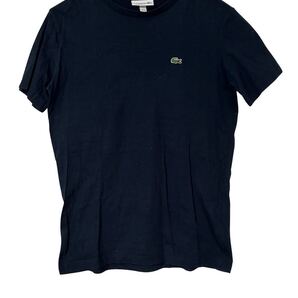 ラコステ ワンポイント刺繍Tシャツ XS 黒 日本製 クルーネック 半袖 LACOSTE Embroidered Logo T-Shirt XS Black Crew Neck Tee 半袖
