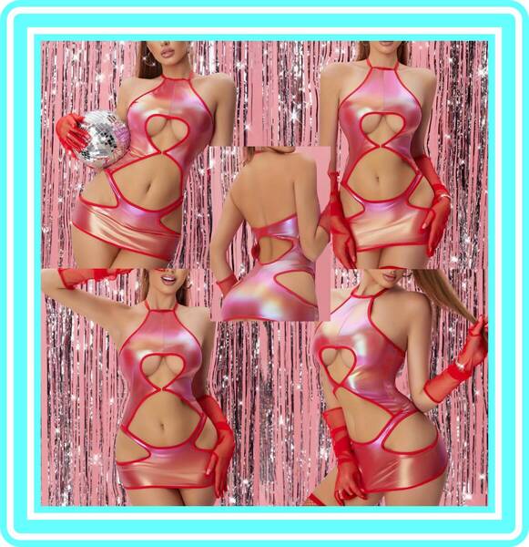 ★超素敵★光沢★ボディコン★ミニスカ★カットアウト★大人可愛いくSexy★チャーミング★バスト部キュート★J107