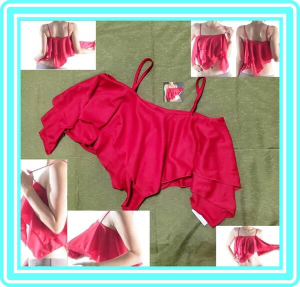 ★超素敵★ショート丈★フリル式★キャミソール★レッド★キュート★可愛い★大人可愛いくSexy★N133W