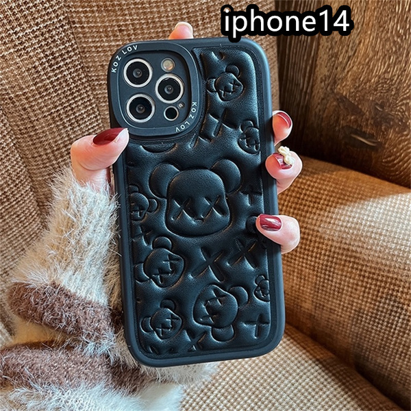 iphone14ケース カーバー TPU 可愛 お洒落 熊 軽量 ケース ブラック2