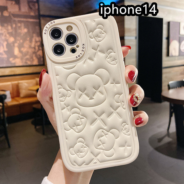 iphone14ケース カーバー TPU 可愛 お洒落 熊 軽量 ケース ホワイト1