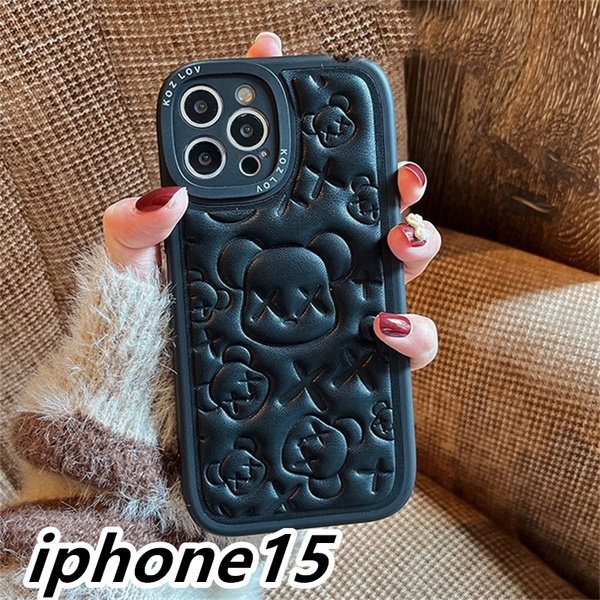 iphone15ケース カーバー TPU 可愛 お洒落 熊 軽量 ケース ブラック1