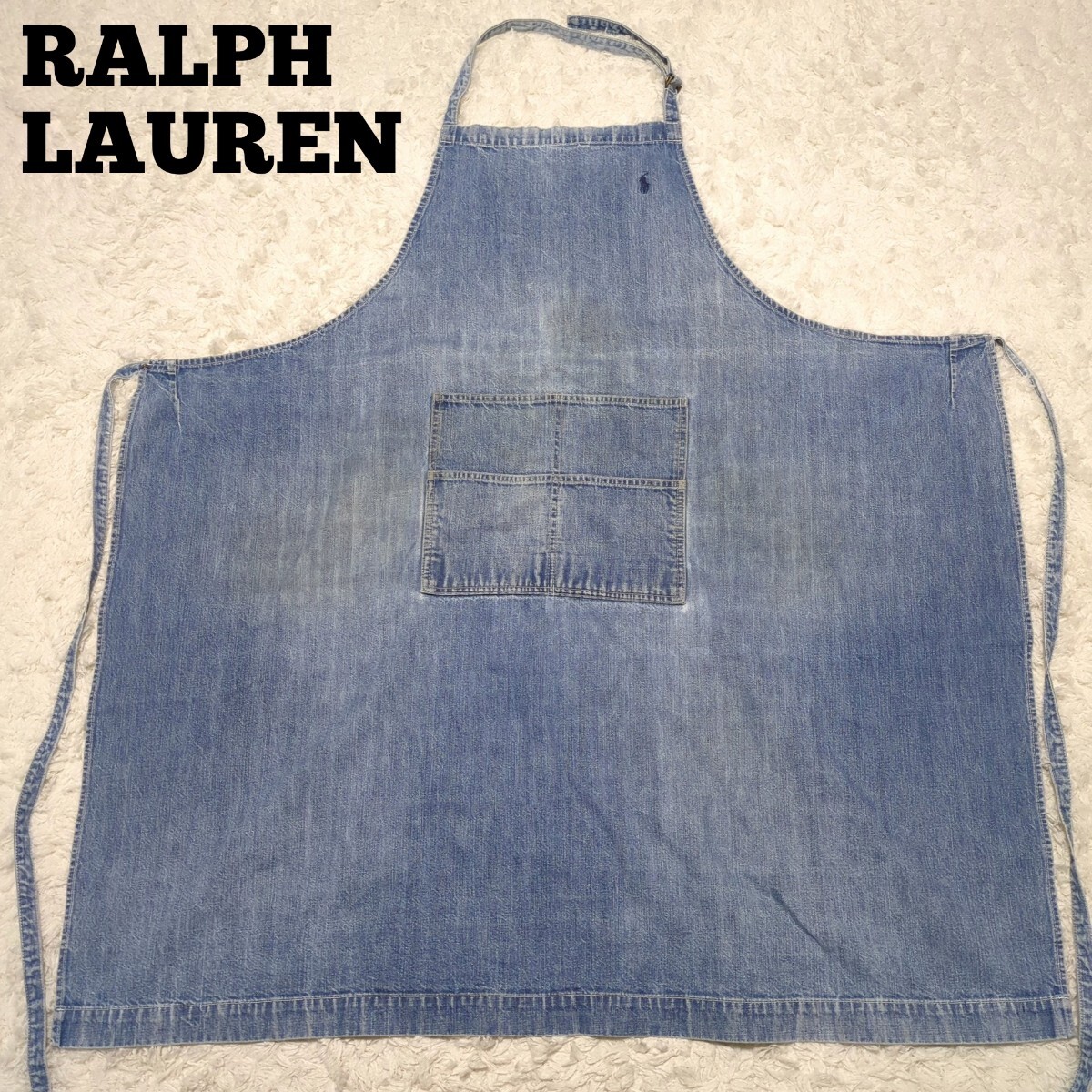 RALPH LAURENラルフローレンエプロン 日本製 ベージュホースロゴ刺繍 RALPH LAURENラルフローレンエプロン 日本製 ベージュホースロゴ