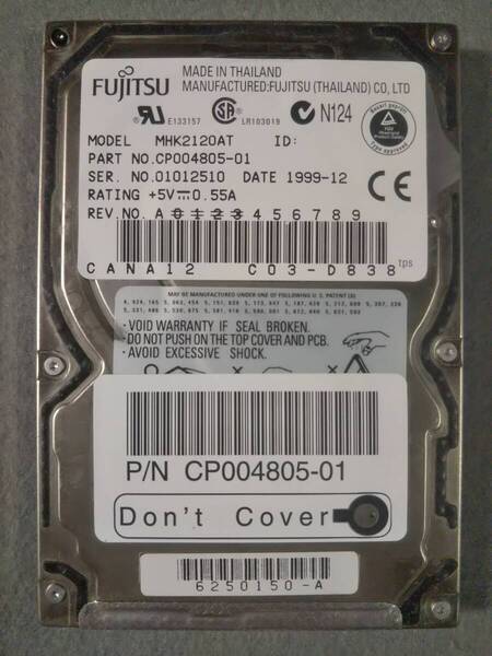 12GB FUJITSU MHK2120AT 2.5インチ 9.5mm IDE接続 ④
