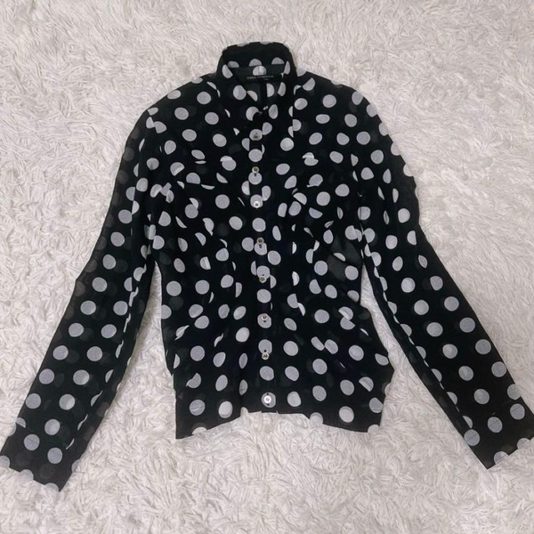 希少 JUNYA WATANABE COMME des GARCONS ジュンヤワタナベ コムデギャルソン 変形 水玉 シアーブラウス 白 黒