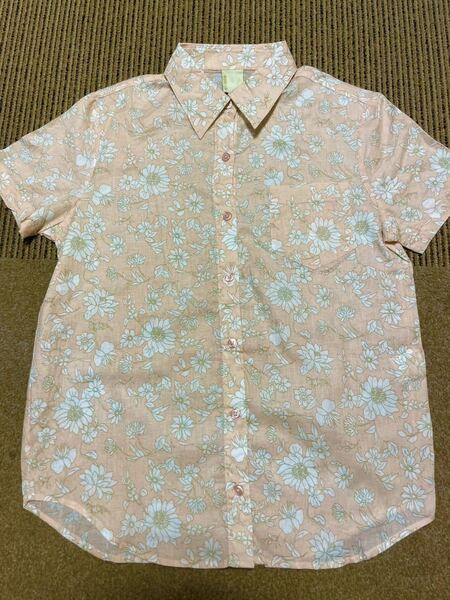 80s 90s word upレディース 半袖シャツ 花柄 ブラウス 未使用 ピンク赤色系 細身 薄手 M アロハシャツ 和柄 サンサーフ ハワイ