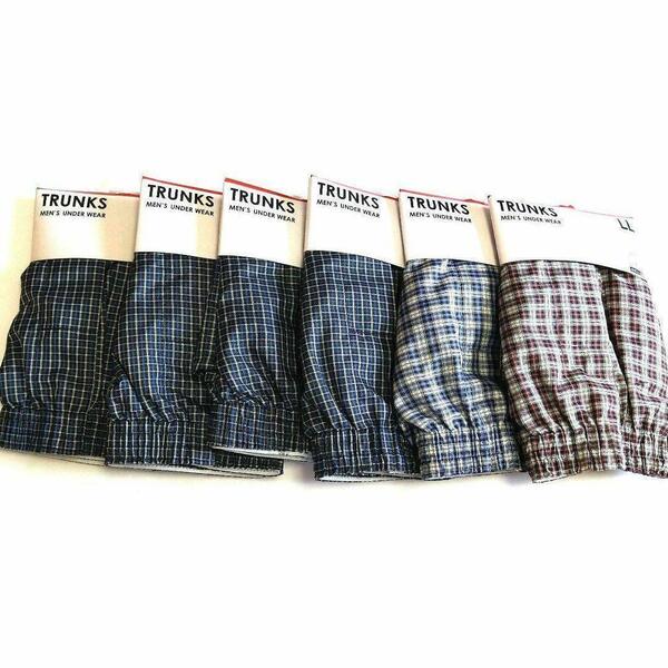 メンズシンプルトランクス6枚セット 定番チェック柄 LLサイズ