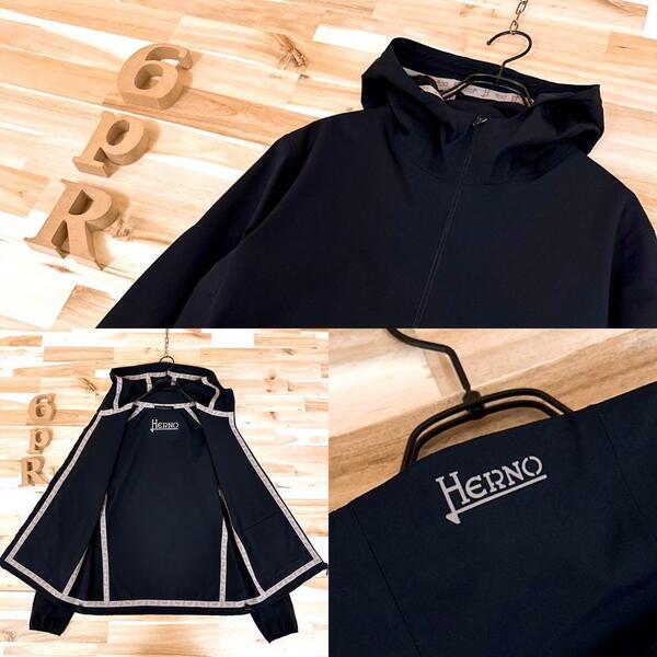 【ヘルノ】ハイパーストレッチ ジップアップ フーディー ジャケット 黒×ベージュ【HFby6PR】メンズ・洋服・春夏・秋冬【G3X9E4D】