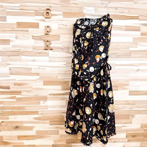 稀少/美品【ピンクハウス】パーラー フリル ロング ワンピース お菓子スイーツ黒【HFby6PR】レディース・洋服・春夏・秋冬【K7C7J4Y】