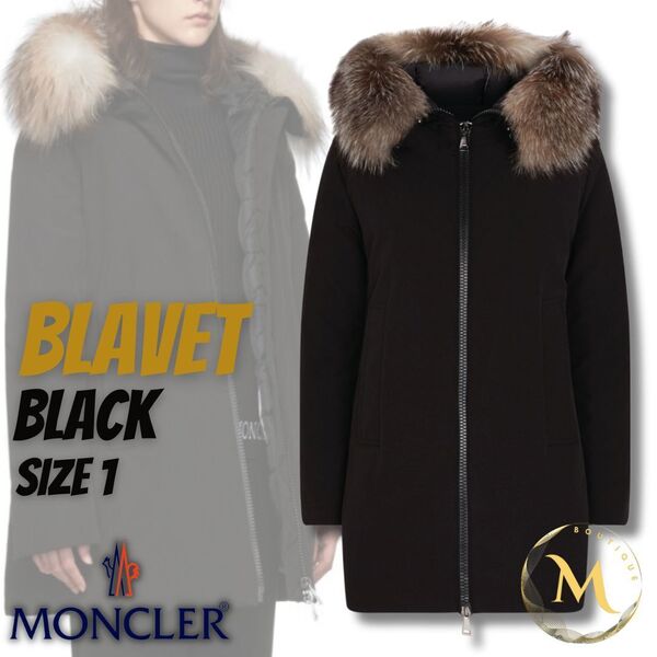 定価36万!!【新品未使用タグ付き・本物保証】MONCLER モンクレール BLAVET ブラベット フォックスファー ダウンジャケット TG1 ブラック色