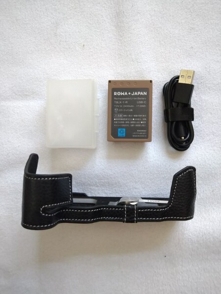 TP Original OM SYSTEM OM-1 Mark II 専用 本革 ボディケース 黒色+ロワジャパン BLX-1 互換 セット Olympus