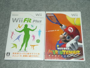 即決価格 Wiiソフト Wii Fit Plus / Wiiであそぶ マリオテニスGC 2本セット 動作未確認