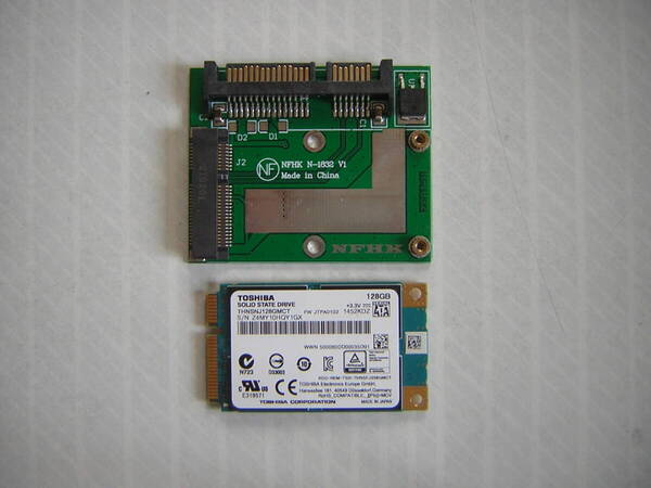 TOSHIBA 128GB SSD & mSATA変換アダプタ セット 動作品