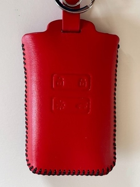 牛革ジャストフィット ルノー スマートキーケース メガーヌ 赤色縫い糸黒 1