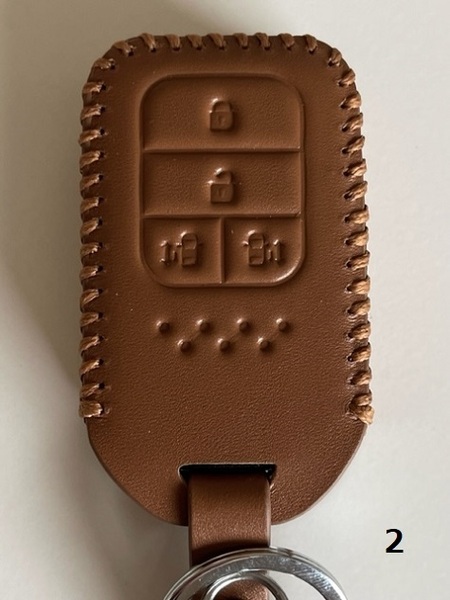 牛革ぴったり収まる オデッセイ スマートキーケース ブラウン色 2