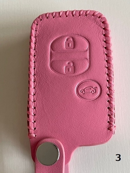 牛革ぴったり収まる プリウスα スマートキーケース プラド ピンク色 3