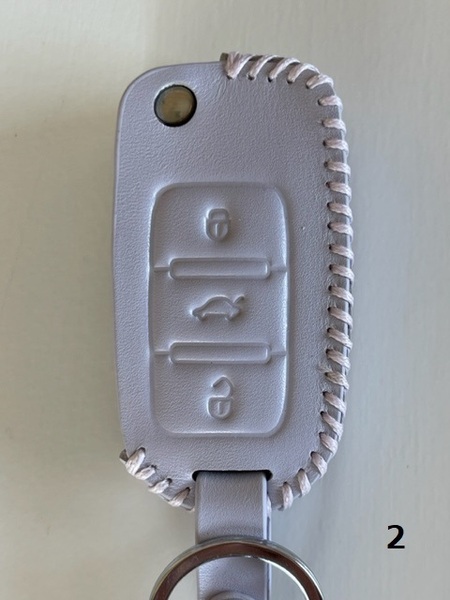 牛革ぴったりフィット ビートル スマートキーケース ゴルフ パステルパープル色2
