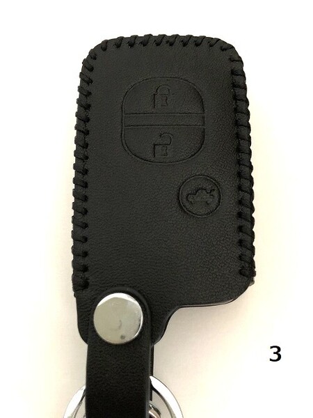 牛革ぴったり収まる プリウスα スマートキーケース プラド 黒色 3