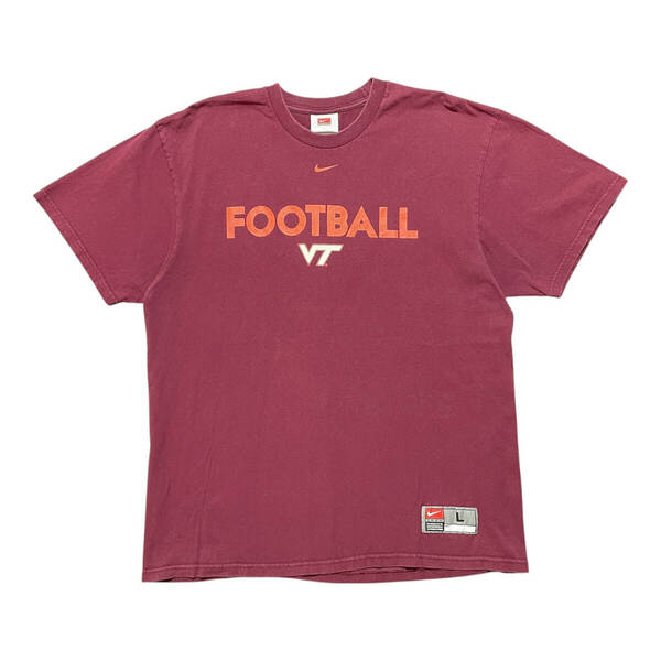 USA 古着 00S メキシコ製 NIKE ナイキ バージニア工科大学 カレッジ Tシャツ ロゴ プリント ボルドー メンズL BA4182
