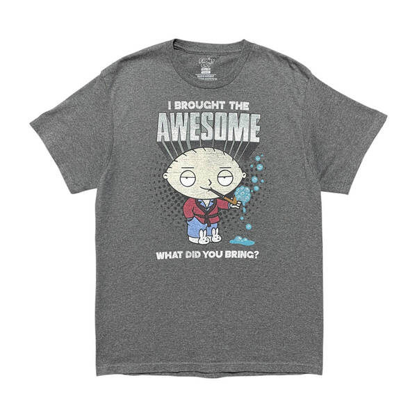 USA 古着 アニメ ファミリーガイ ステューウィーグリフィン Tシャツ プリント チャコール メンズL BA4184