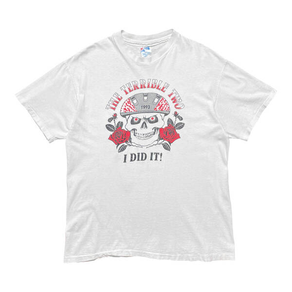 古着 90S USA製 ヴィンテージ サンタローザ サイクリングクラブ スカルプリント オールド 1993 Tシャツ メンズL シングルステッチ BA4083