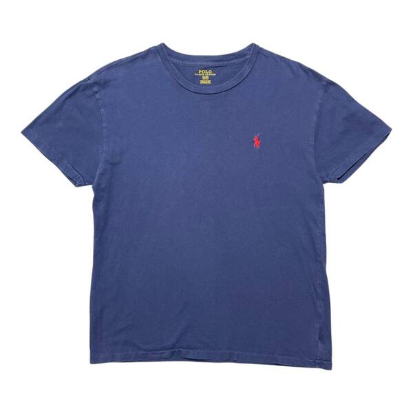 USA 古着 Polo Ralph Lauren ポロラルフローレン Tシャツ ロゴ 刺繍 ワンポイント ネイビー メンズS BA4193