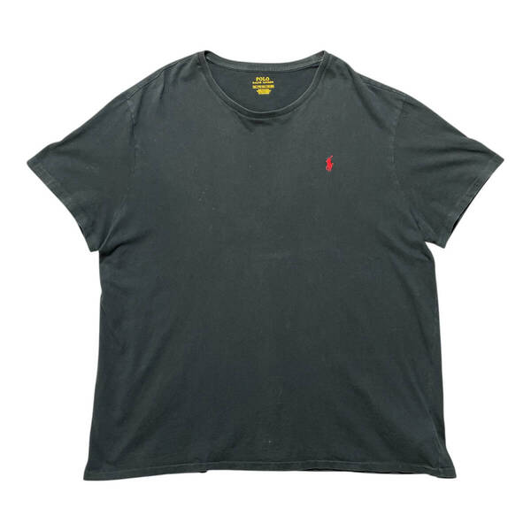 USA 古着 Polo Ralph Lauren ポロラルフローレン Tシャツ ロゴ 刺繍 ワンポイント ブラック メンズXXL 大きいサイズ BA4195
