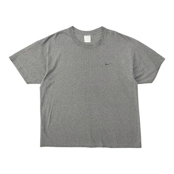 USA 古着 00S メキシコ製 NIKE ナイキ Tシャツ 刺繍 ロゴ ワンポイント チャコール メンズXL クルーネック BA4105