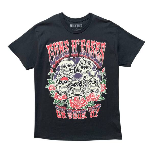 正規品 オフィシャル Guns N' Roses ガンズアンドローゼス 87'ツアー ロック バンドTシャツ ミュージック Tシャツ メンズL BA4296