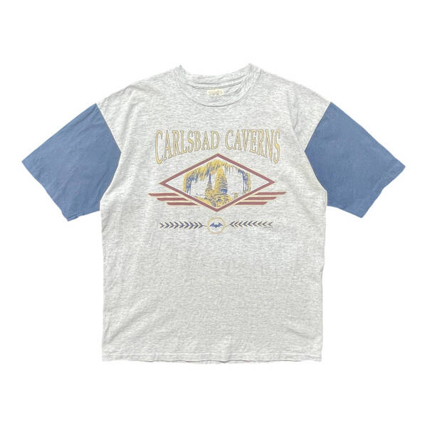 古着 USA製 90S カールズバッド洞窟群国立公園 Tシャツ ヴィンテージ プリント グレー メンズXL シングルステッチ BA4291