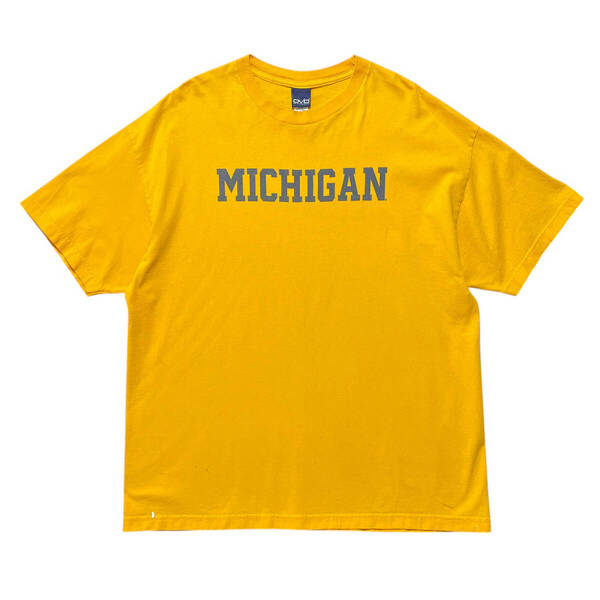 USA 古着 ミシガン大学 カレッジ Tシャツ ロゴ プリント イエロー メンズ2XL 大きいサイズ クルーネック BA4319