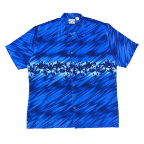 USA 古着 Pineapple Connection パイナップルコネクション ポリエステル アロハシャツ ハワイアンシャツ ハイビスカス メンズ2XL BF3777