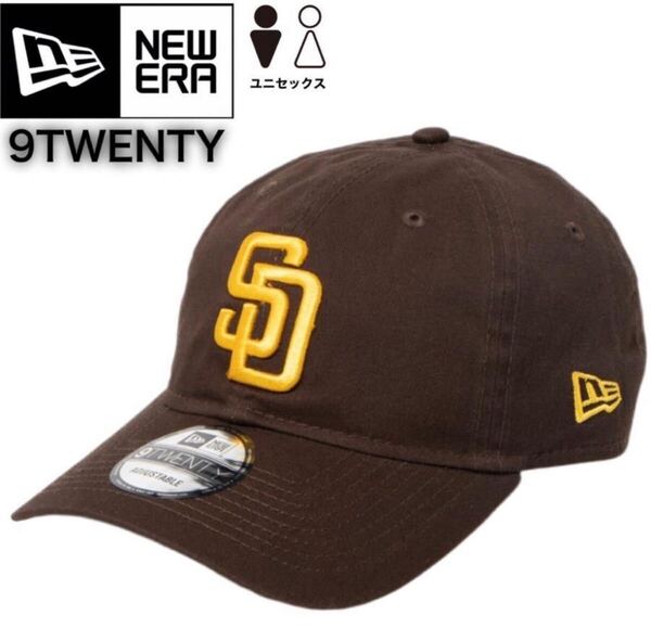 ニューエラ キャップ 帽子 9TWENTY コットンキャップ 柔らか パドレス ブラウン×イエロー クロスストラップ MLB NEWERA 9TWENTY 新品