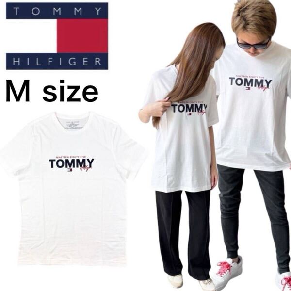 トミーヒルフィガー 半袖 Tシャツ 09T4509 ホワイト Mサイズ クルーネック ユニセックス プリント TOMMY HILFIGER S/S CREW NECK 新品