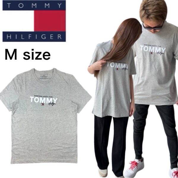 トミーヒルフィガー 半袖 Tシャツ 09T4509 グレー Mサイズ クルーネック ユニセックス プリント TOMMY HILFIGER S/S CREW NECK 新品