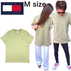 トミーヒルフィガー 半袖 Tシャツ 09T3139 グリーンストーン Mサイズ クルーネック フラッグロゴ TOMMY HILFIGER CORE FLAG TEE 新品