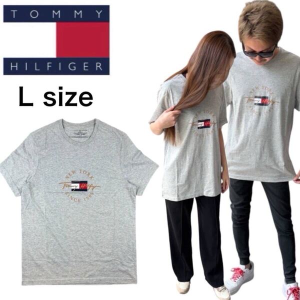 トミーヒルフィガー 半袖 Tシャツ 09T4510 グレー Lサイズ クルーネック メンズ レディース トップス TOMMY HILFIGER S/S CREW NECK 新品