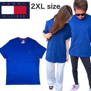 トミーヒルフィガー 半袖 Tシャツ 09T3139 ブルー 2XLサイズ クルーネック フラッグロゴ TOMMY HILFIGER CORE FLAG TEE 新品