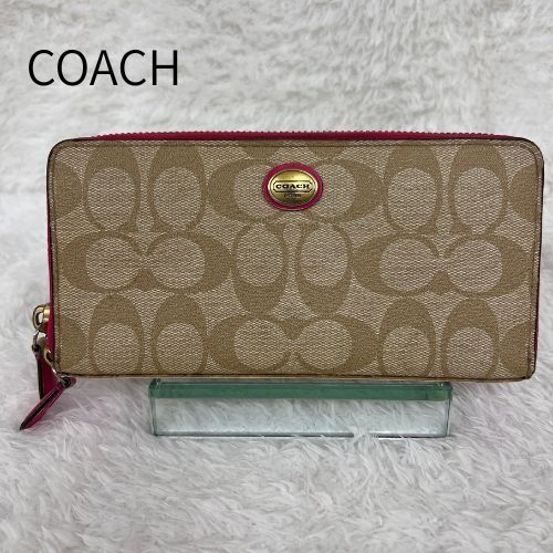 《良品》 コーチCOACH 長財布 レディース ベージュ ■K3-0191