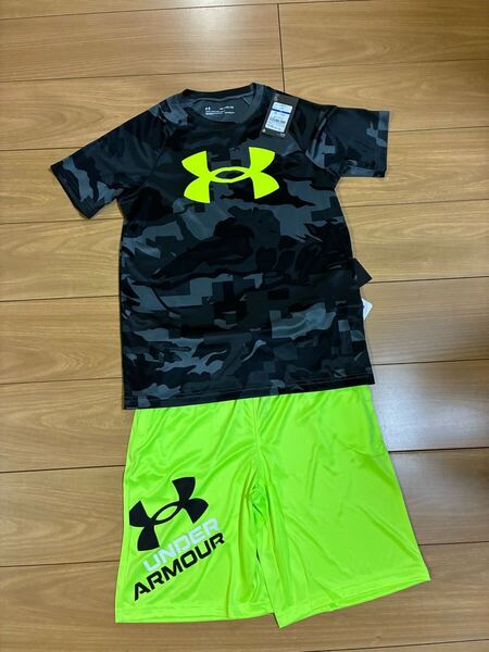 新品 アンダーアーマー YXL 160cm 155cm 165cm パンツ 半袖Tシャツ 上下セット 短パン キッズ ジュニア セットアップ