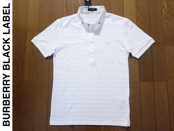 【送料無料】新品 正規品 BURBERRY BLACK LABEL バーバリーブラックレーベル 半袖ポロシャツ メンズ 2 M位 白×ピンク ホース刺繍