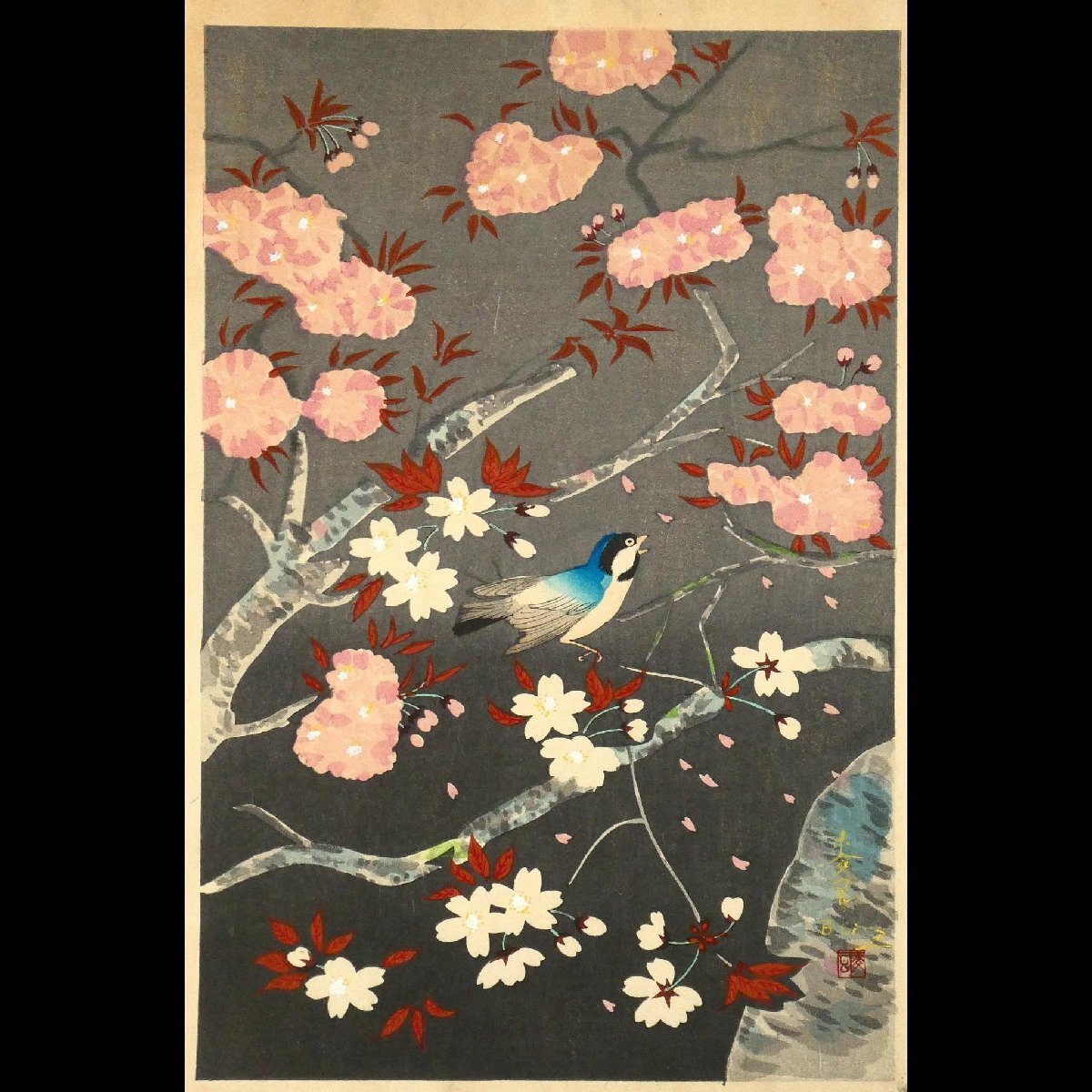 大野麦風 木版画「蝶に牡丹花の図」 Yahoo!オークション -「大野麦風」の落札相場・落札価格