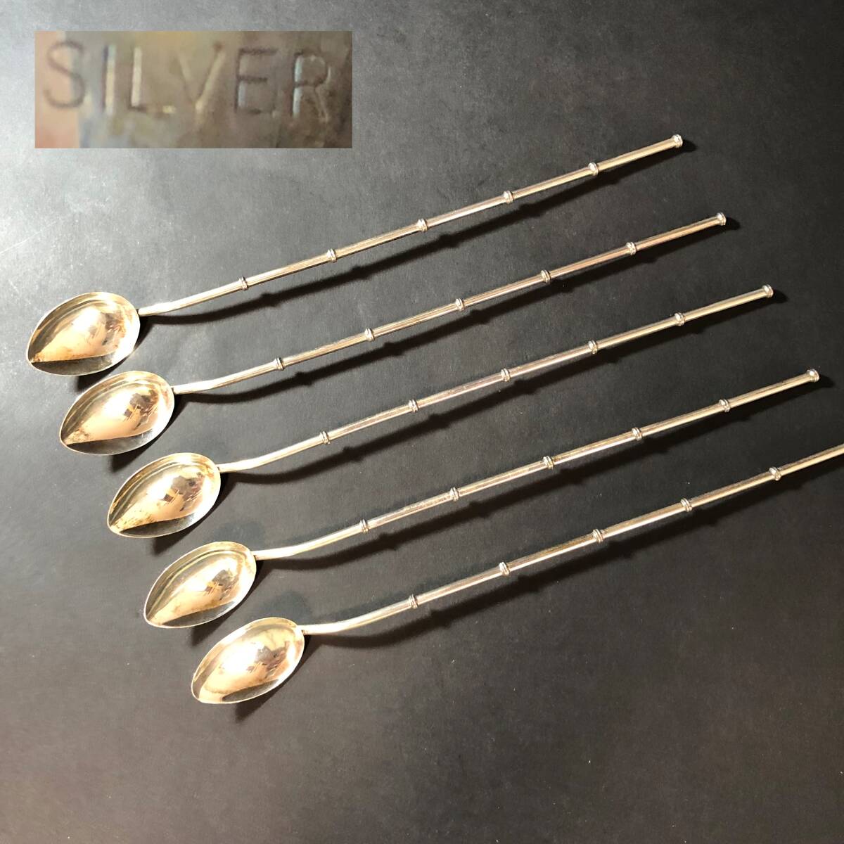 銀製 STERRING SILVER ストロースプーン5本 Yahoo!オークション -「スプーンストロー」の落札相場・落札価格