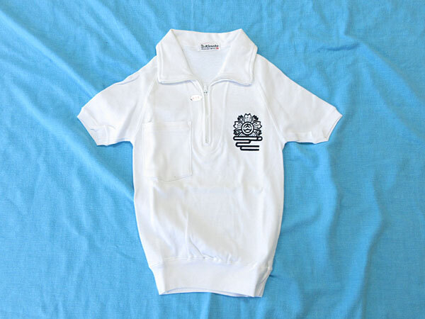 体操服★小学校 中学校★襟付き チャック付き 半袖Tシャツ★Kanebo カネボウ★ホワイト 白★5Sサイズ★シミ汚れあり