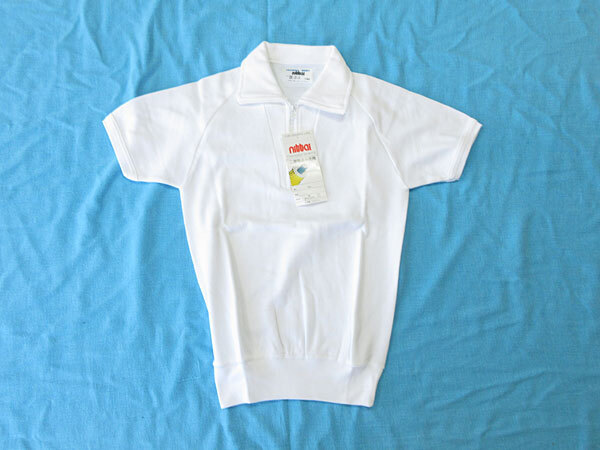 体操服★小学校 中学校★襟付き チャック付き 半袖Tシャツ★nittai ニッタイ★ホワイト 白★140サイズ★日本製★シミあり