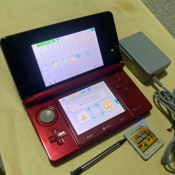 送料無料 3DS ニンテンドー3DS 本体 アダプタ タッチペン等 メタリックレッド フレアレッド CTR-001 NINTENDO 任天堂 NINTENDO3DS 3DS