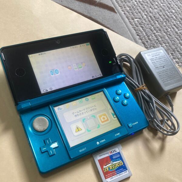 送料無料 ニンテンドー3DS 本体 アクアブルー フィルム付き アダプタ ソフト CTR-001 NINTENDO ニンテンドー NINTENDO3DS 3DS 任天堂