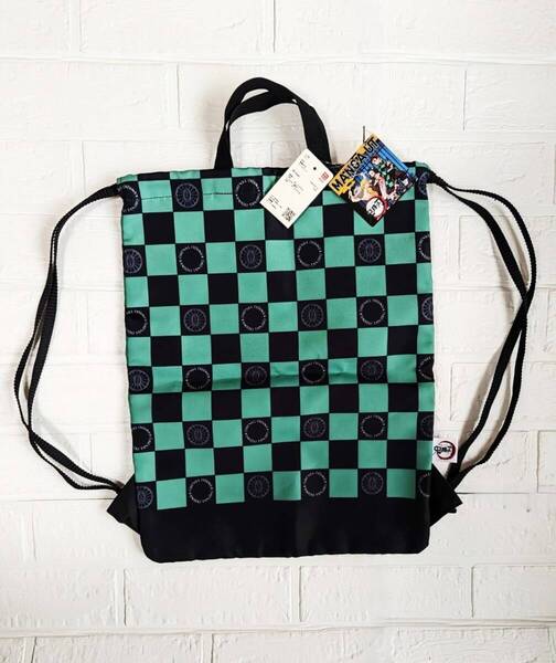 【新品】タグつき ☆UNIQLO ユニクロ 鬼滅の刃 炭治郎 ナップサック 2Wayバッグ サブバック リュックサック 体操袋 巾着 手さげカバン