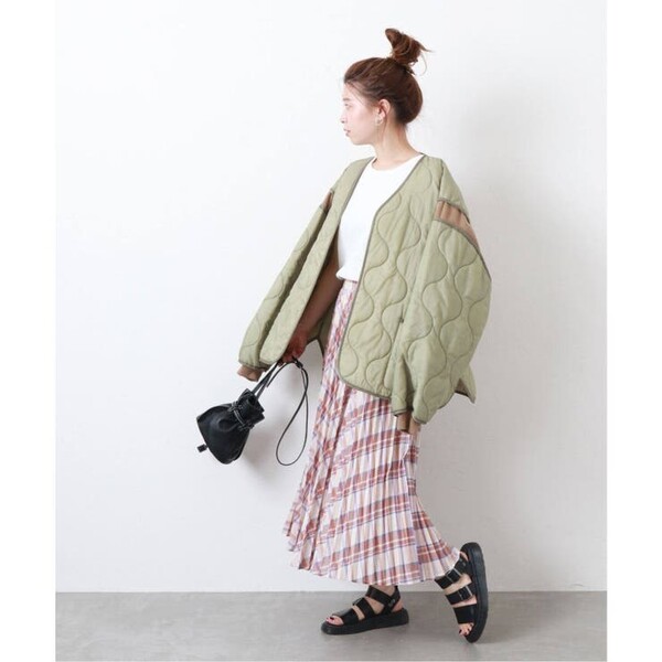 春夏物★美品★JOURNAL STANDARD tcチェックプリーツスカート 定価17,600円 ベージュ 春 夏 秋 ジャーナルスタンダード ロングスカート