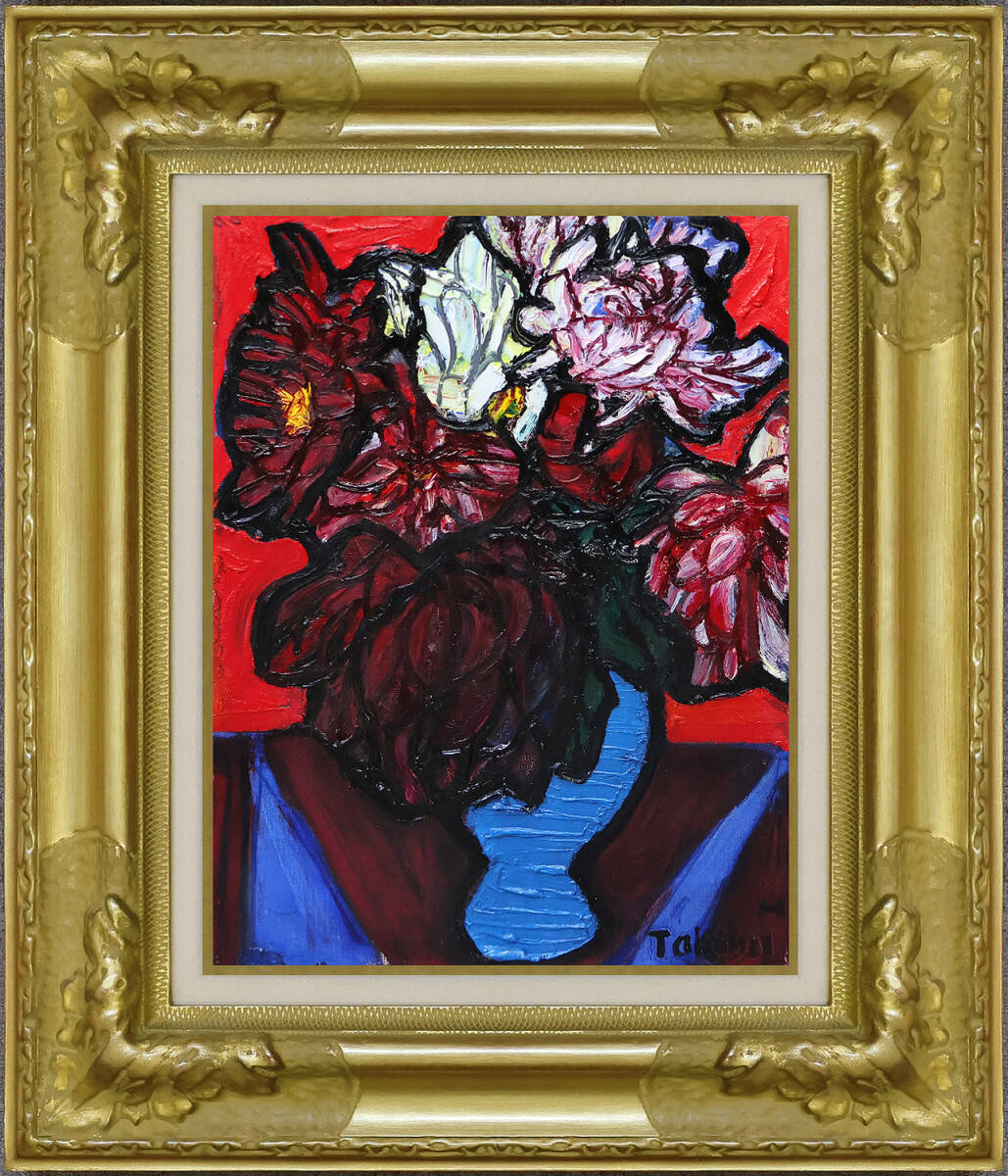 絵画 額装 油彩肉筆画 林武『花』8号 さし箱付き 1972年作 Yahoo!オークション -「林武」(静物画) (油彩)の落札相場・落札価格